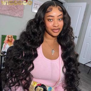 Syntetiska peruker WIGGOGO 250 Densitet 13x4 Body Wave Spets Front Wig Human Hair 30 40 Inch HD Spets Wig 13x6 Human Hair Loose Deep Wave Frontal Wigs Q231019