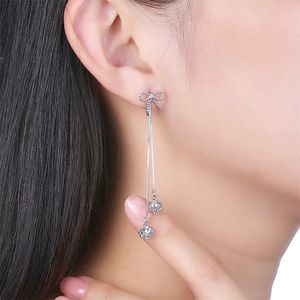 100% äkta 925 Sterling Silver Dangle örhängen för kvinnor Girls Fashion Tassel Star Drop Earring Party Jewelry YME113