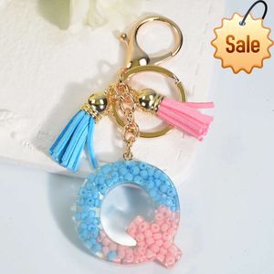 Seed Beads Letter Keychain Fashionable Charm Pink Blue Alternate Car Keyring Exquisite Tassel Accessories Women Popular Gift