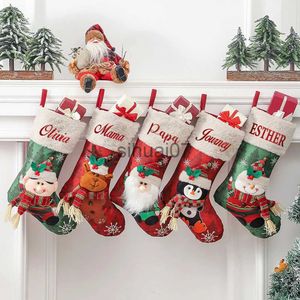 Noel Süslemeleri Özelleştirilmiş Parti Asma Stoklama Noel Dekorasyonları Kişiselleştirilmiş Adı Noel Ağacı Kolye Şeker Çantaları X1019