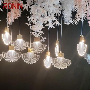 Stringhe RONIN Lampada da matrimonio moderna Luci da festival Atmosfera Luce a LED per la fase di festa Strada Piombo Foglia di ginkgo Decorazione di sfondo