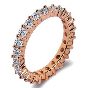 Choucong Top Sell Wedding Rings Simple Fashion Jewelry 925 Sterling Silverrose Gold Fill 3mm Round Cut 5a Zircon Eternity Party W172G