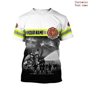 Men's T-Shirts Customize Name Firefighter 3d All Over Printed T-shirt Harajuku Streetwear Summer T Shirts Men For Women Cospl268g