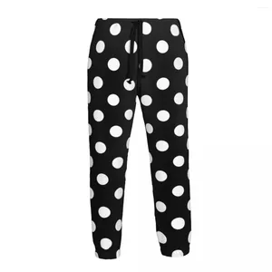 Calças masculinas homens jogging streetwear solto calças casuais preto branco polka dot homem sweatpants