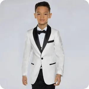 男子スーツカスタムホワイトボーイズの男の子の衣装2023キッズブレザースーツブラックショールラペルフォーマルウェディングウェアチルドレン服