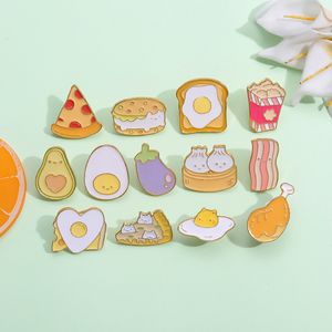 Brooches Pin for Women Men Bread Food Egg Funny Badge and Pins for Dress Cloths Bags Decor Cute Enamel Metal Jewelry Gift for Friends Wholesale