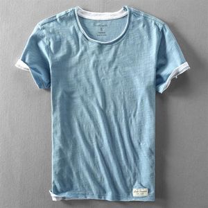 Men's T-Shirts Bamboo Cotton T-Shirt 2021 Summer Casual Thin Washed Old Short Sleeve Bottoming Tshirt293o