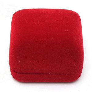 100 pz Scatola di Immagazzinaggio di Gioielli Red Flock Velluto Rosa Fidanzamento Anello di Nozze Orecchino Holder284o