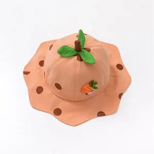 Berets The Carrot Print Bucket Hat Fisherman Outdoor Travel Sun Cap Hats For Children Boys And Girls 56