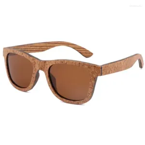 Sunglasses BerWer Unisex Wooden Cork Frame Polarized Sun Glasses UV Protection Feminino