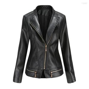 Women's Jackets Women's Women Faux Leather Jacket Autumn Winter Long Sleeve Thin Plus Size Ladies Fashion Solid Zipper Female Biker