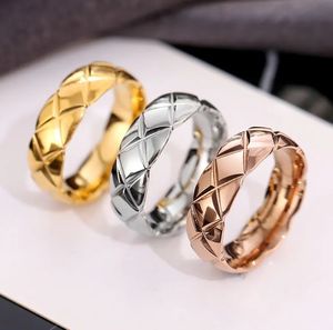 Anel de banda de designer de moda jóias de aço titânio único grade anéis com diamantes casual casal clássico whitbox