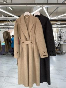 Mulheres misturas de lã outono inverno estilo coreano dupla face artesanal camelo jaquetas mulheres terno colarinho solto casacos longos ooterwear 231019