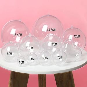 Christmas Decorations 10 Pairs Plastic Christmas Decorations Ball Transparent Plastic Hollow Ball Wedding Candy packaging box Party Gift Present Box 231019