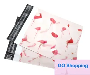 Quatily New 100st Fashion Pink Flamingo Mönster Poly Mailers Självförsegling Plastisposten kuvertväskor Fashion Partihandel