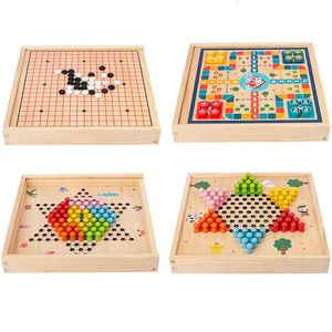 1つの子供の多機能ボードチェス木製フライングチェスチェッカーGoBang Chinese Chess Adult Parenthild Game 231019