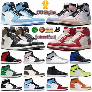 Mens 1 High OG 1s Sapatos de Basquete Jumpman Perdidos e Achados Skyline Homens Sneakers Universidade Azul Se Space Jam Patente Criado Gorge Verde Dar38nk #