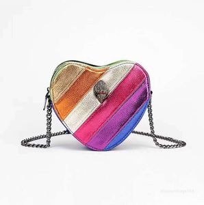 Storbritanniens lyx Kurt Geiger Eagle Head Rainbow Contrast Heart Shaped Women's Bag Spliced ​​Bird Border Border Fashion går med allt5