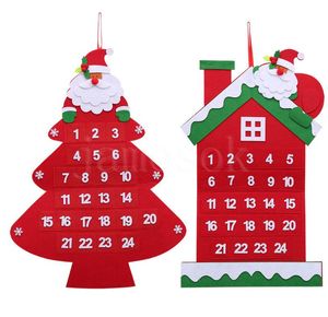 Vendita calda di Natale Calendario per il conto alla rovescia ciondolo cartone animato vecchio albero calendario Feltro Calendario natalizio accessori da appendere DB168