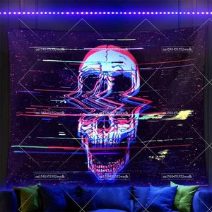 Gobelin Halloween Skull Blacklight Tobestry Glow in the Dark Tobestry Neon Wall wiszący Dekor Home Decor Estetyczne przyjęcie świąteczne 231018