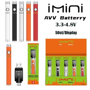 Orijinal Imini AVV Pil 380mAh Ayarlanabilir Voltaj 2 Önceden Isıtma 510 E Cig kalem Kartuşları Ekran Kutusu Üreticisi Besleme Ambalajı Boş Vape Kartuş