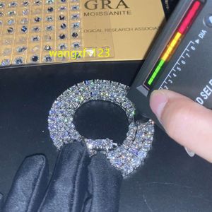 المجوهرات الراقية الهيب هوب S925 الجنيه الاسترليني الفضة VVS Moissanite Diamond Cluster Iced Out Out Tennis سلسلة سوار