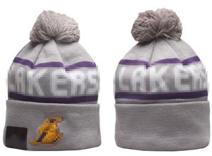 Los Angeles Beanies Lakers Beanie Kuzey Amerika Basketbol Takımı Yan Yama Kış Yün Spor Örgü Şapkas Kapakları A11