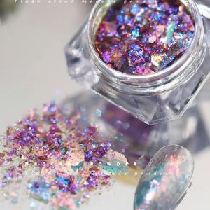 Chameleon Nail Art Flakes, 0.2g Galaxy Mirror Manicure Powder, Acrylic Nail Glitter - Color Changing Flakies