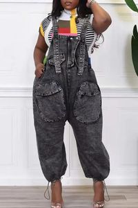 Kvinnors byxor s felyn högkvalitativ design jumpsuits Summer Solid Overalls Denim Full Length Bloomers Street 231018