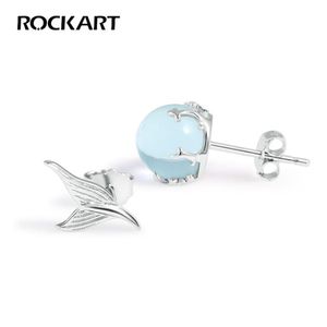 Real 925 Sterling Silver Mermaid Bubble Stud Earrings Jewelry Female Earrings For Women Popular Fishtail2608