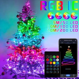 Altri articoli per feste per eventi Albero di Natale Luci RGB Controllo Bluetooth intelligente Lampada a stringa LED USB App esterna Controllo remoto Ghirlanda Lucine Decorazione 231019