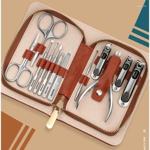 Nail Art Kits Luxury Set 12 Pcs Premium Clipper Kit With Leather Case Includes Clippers Ear Spoon And Manicure Perfect Gift