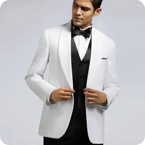 Abiti da uomo Abito da uomo per matrimonio Blazer da sposo bianco Groomsmen Smoking su misura Slim Fit Formale Terno Masculino Abbigliamento da sposo Pantaloni