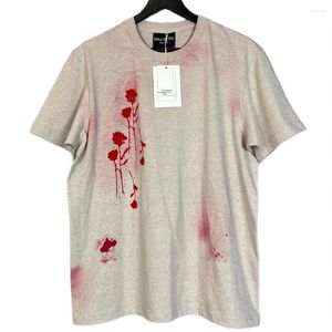 Herren T-Shirts 2023 Sommer T-Shirt Abstrakte handbemalte Sprühfarbe Rose Silhouette Basic Lose Lässige Kurzarm