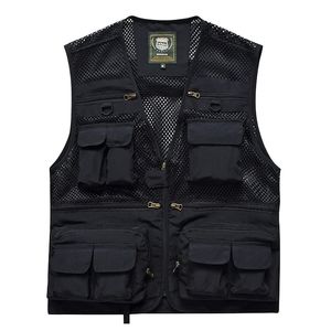 Gilet da uomo Mesh Casual Pesca Lavoro Safari Travel Po Cargo Vest Giacca estiva Multi tasche 231018