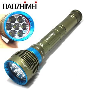 High-Intensity 8000 Lumen Torch, Underwater Scuba Diving Flashlight, 200m Range XM-L2 LED, Rechargeable 70W Light Green Torch