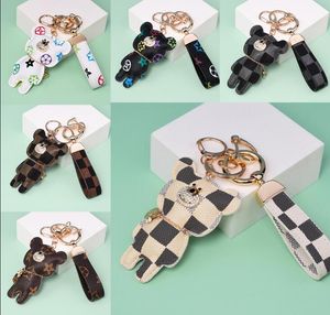 Fashion Keychain Cute Mouse Print Pattern Pendant PU Leather Keychains Car Bag Accessories KeyRing Lanyard Key Wallet Chain Rope Chain