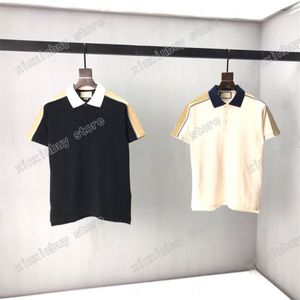 21SS男性印刷されたTシャツポロスデザイナー反射テープ水彩服メンズシャツタグルーススタイルブラックホワイト063034