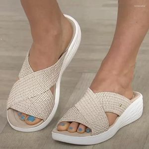 Sandals Women 2023 Low Heels For Summer Shoes Indoor Outdoor Slippers Sandalias Mujer Soft Wedges Female