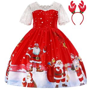 Abiti da ragazza Costume rosso di Natale per bambini Abiti da festa per ragazze Cartone animato Babbo Natale Fiocco di neve Abito da principessa Bambini Cosplay Abiti di Natale 231019