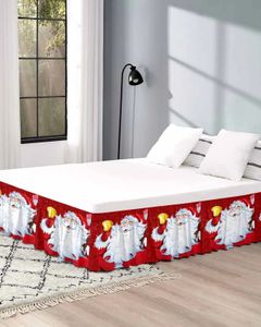 Bed Skirt Merry Christmas Santa Claus Bed Skirt Elastic Stretched Bed Skirt Bed Wrapping Skirts Home Decor Bedskirt 231019