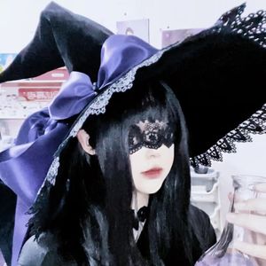 Halloween Toys Lace Witch Hat Bow Ribbon Gothic Lolita Cosplay Costume Accessorie Halloween Party Wizard Hat Festivals Cap Girl Cosplay Props 231019