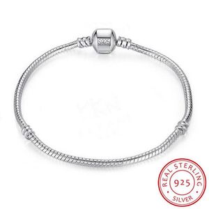 100% 925 Solid Silver Charm Bracelets for Women Long 16-23cm Wide 3mm Snake Bone Bracelets Fine Jewelry Whole SL005338T