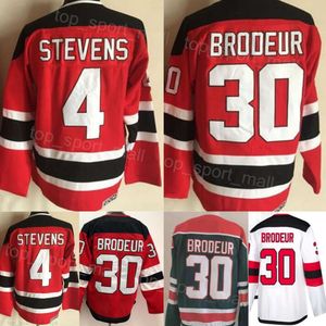 Man Retro Hockey 30 Martin Brodeur Jerseys Vintage Classic 4 Scott Stevens Red White Green Team Color Embroidery and Sewing Pure Cotton for Sport Fans Breattable
