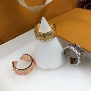 Klasyki v litera kwiaty rzeźbia otwarte pierścienie męskie i damskie projektanta marka Ring marka luksusowa biżuteria
