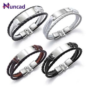 Nuncad moda artesanal multi-camada tecido pulseira de couro masculino estilo simples punk masculino manguito pulseiras presente jóias q245h