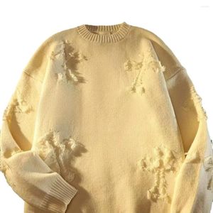 Maglioni da uomo Vintage Pullover bianco Maglione strappato lavorato a maglia Anni '90 Harajuku Manica lunga O-Collo Maglione coreano Y2k Top Abbigliamento Autunno