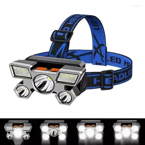 Headlamps 5LED Headlamp Head Outdoor IP65 Portable USB Charging For Camping Fishing Miner Lamp Strong Headlight 18650 Battery