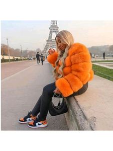 Colorblock Faux Fur Fitted Coat