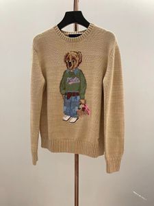 Женский зимний свитер из США, пуловер с мультяшным медведем, повседневная мода